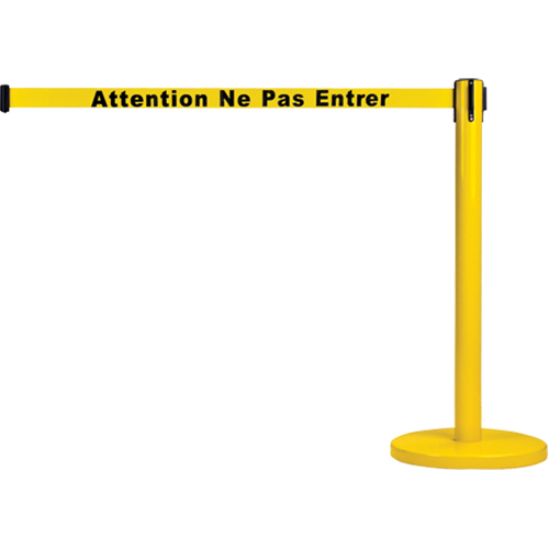 Free-Standing Crowd Control Barrier, Steel, 35" H, Yellow Tape, 7' Tape Length Distribution Jean Lapalme