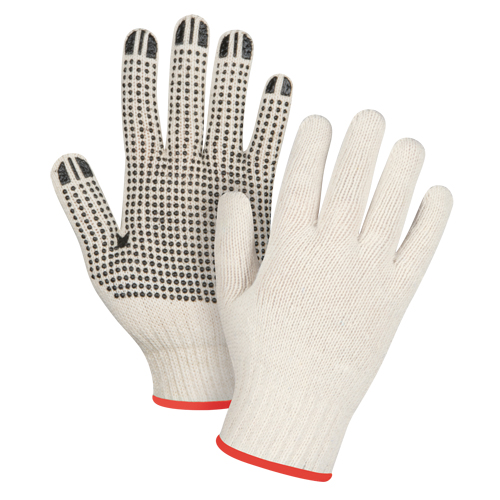 Gants l&eacute;gers tricot&eacute;s &agrave; pois, Poly/coton, Un c&ocirc;t&eacute;, Calibre 7, Petit Distribution Jean Lapalme