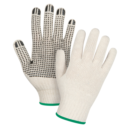Gants l&eacute;gers tricot&eacute;s &agrave; pois, Poly/coton, Un c&ocirc;t&eacute;, Calibre 7, Moyen Distribution Jean Lapalme