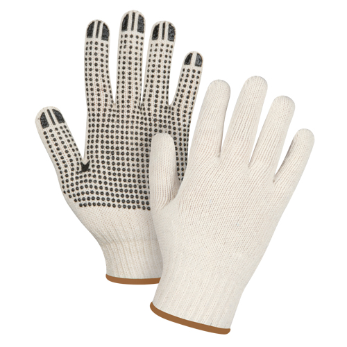 Lightweight Dotted String Knit Gloves, Poly/Cotton, Single Sided, 7 Gauge, Large Distribution Jean Lapalme