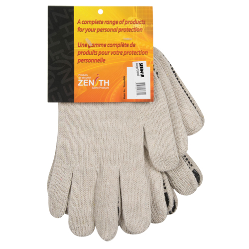 Heavyweight Dotted String Knit Gloves, Poly/Cotton, Single Sided, 7 Gauge, Large Distribution Jean Lapalme