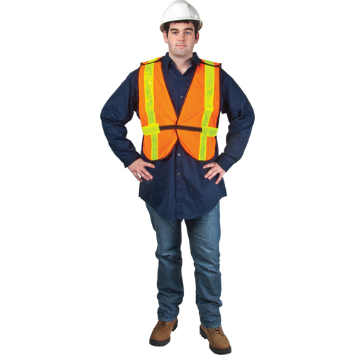 Standard-Duty Safety Vest, High Visibility Orange, Medium, Polyester Distribution Jean Lapalme
