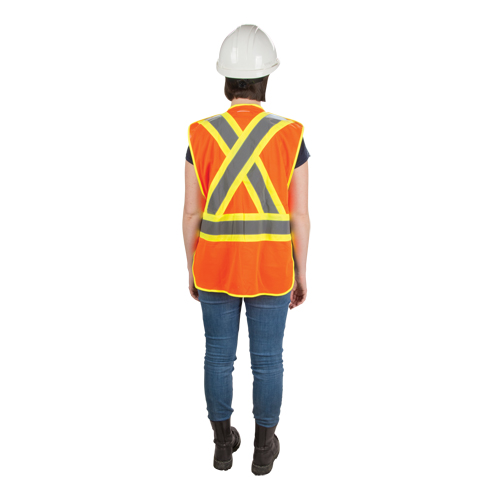 Veste d'arpenteur haute visibilit&eacute;, conforme &agrave; la CSA, Orange haute visibilit&eacute;, Moyen, Polyester Distribution Jean Lapalme