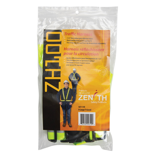 Standard-Duty Safety Harness, High Visibility Lime-Yellow, Silver Reflective Colour, X-Large Distribution Jean Lapalme