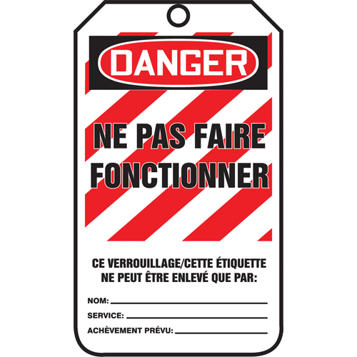 Lockout Tags, Plastic, 3-3/8" W x 5-5/8" H, French Distribution Jean Lapalme