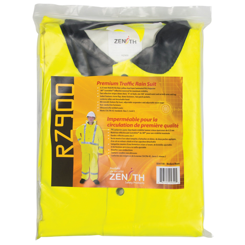 RZ900 Premium Traffic Rain Suit, Polyester/PVC, Medium, Lime-Yellow Distribution Jean Lapalme