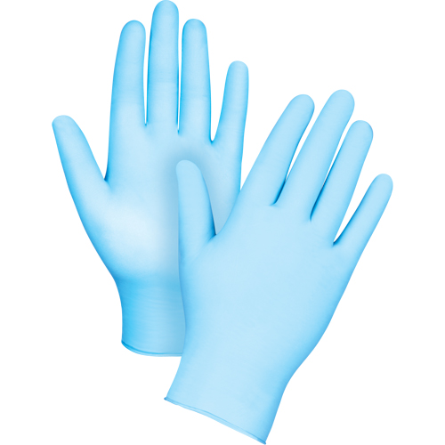 Gants tactiles jetables de calibre m&eacute;dical, T-Grand, Nitrile/vinyle, 4,5 mils, Sans poudre, Bleu, Classe 2 Distribution Jean Lapalme