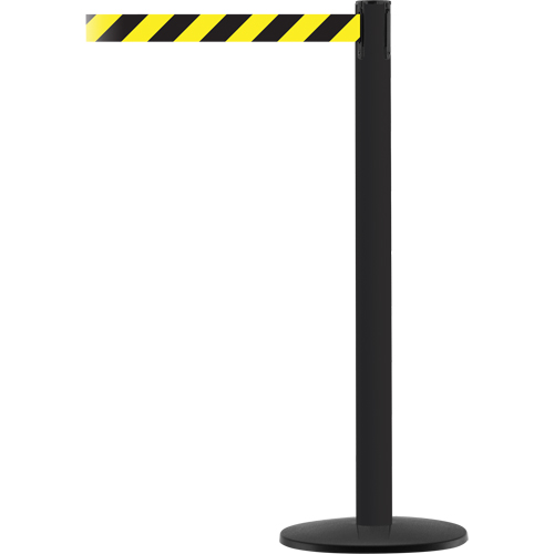 Advance TensaBarrier&reg; Barrier Post, Steel, 36" H, Black/Yellow Tape, 7.5' Tape Length Distribution Jean Lapalme