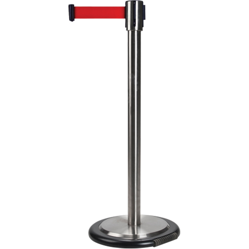 Free-Standing Crowd Control Barrier, Steel, 35" H, Red Tape, 12' Tape Length Distribution Jean Lapalme