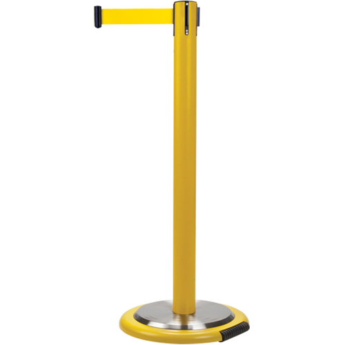 Barri&egrave;res sur pieds pour le contr&ocirc;le des foules, Acier, 35" h, Ruban Jaune, Longueur du ruban 12' Distribution Jean Lapalme