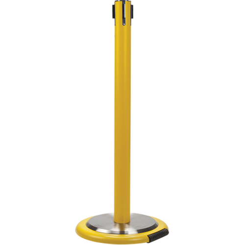 Poteau r&eacute;cepteur pour barri&egrave;res sur pieds pour le contr&ocirc;le des foules avec roues, Hauteur de 35", Jaune Distribution Jean Lapalme