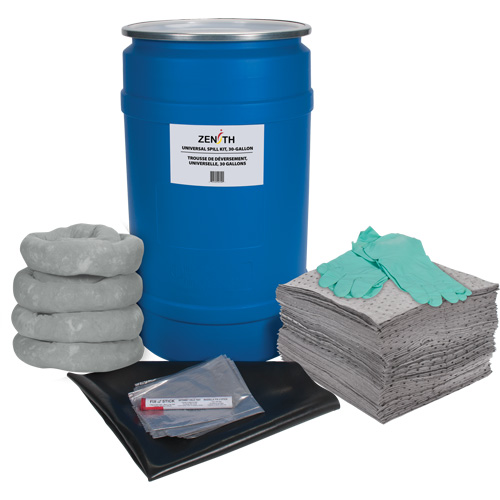 Trousse de lutte contre les d&eacute;versements pour &eacute;tabli, Universel, Baril, Absorbance de 30 gal. US Distribution Jean Lapalme