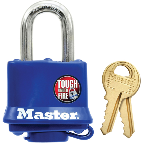 Cadenas r&eacute;sistant aux intemp&eacute;ries, Bleu, Cl&eacute;s diff&eacute;rentes, Acier lamin&eacute;, Largeur de 1-9/16" Distribution Jean Lapalme
