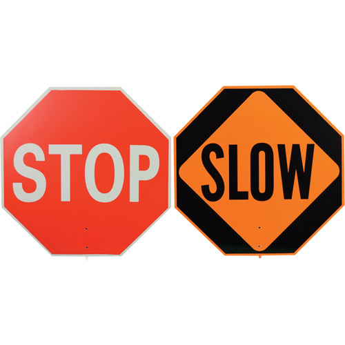 Double-Sided "Stop/Slow" Traffic Control Sign, Plastic, Bolt-On Distribution Jean Lapalme