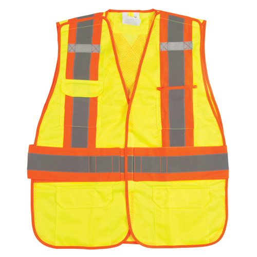 CSA Compliant High Visibility Surveyor Vest, High Visibility Lime-Yellow, Medium, Polyester Distribution Jean Lapalme