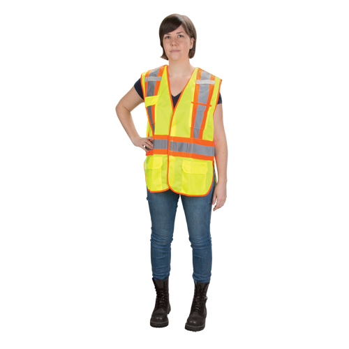 CSA Compliant High Visibility Surveyor Vest, High Visibility Lime-Yellow, Medium, Polyester Distribution Jean Lapalme