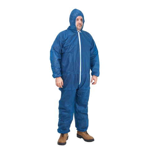 Hooded Coveralls, Medium, Blue, Polypropylene Distribution Jean Lapalme