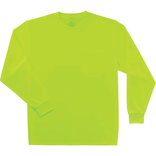 GloWear 8091 Non-Certified Long Sleeve T-Shirt, Polyester, Small, High Visibility Lime-Yellow Distribution Jean Lapalme