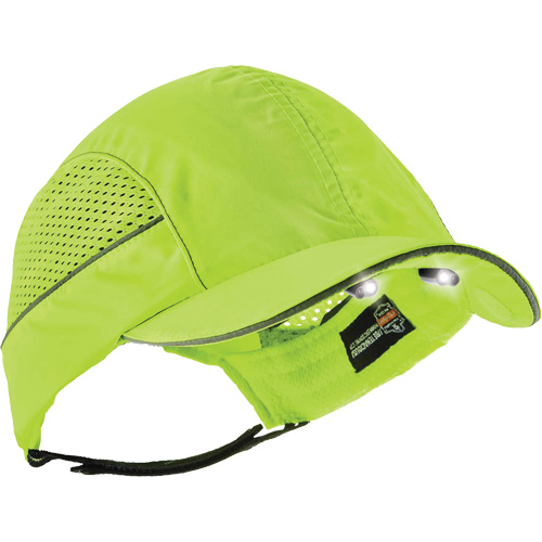 Skullerz&reg; 8960 Long Brim Bump Cap with LED Lighting, High Visibility Lime Green Distribution Jean Lapalme