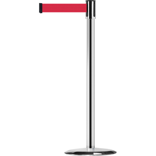Slimline TensaBarrier&reg; Barrier Post, Steel, 38" H, Red Tape, 7.5' Tape Length Distribution Jean Lapalme