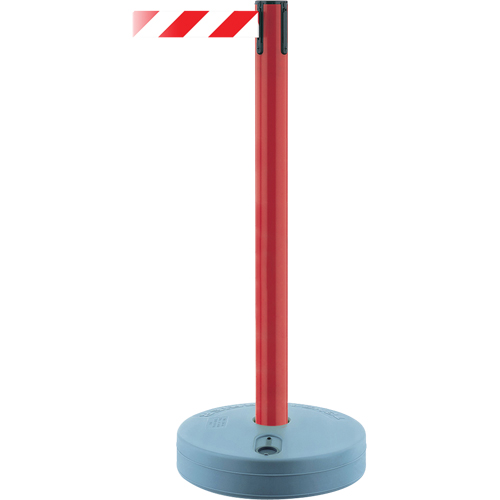 Outdoor TensaBarrier&reg; Barrier Post, Plastic, 37" H, White/Red Tape, 13' Tape Length Distribution Jean Lapalme