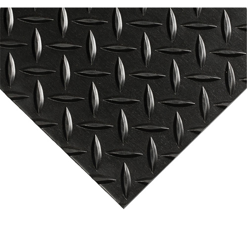 Diamond-Plate Switchboard Matting No.701, 3' W x 42' L, 1/4" Thickness, Black, PVC Distribution Jean Lapalme