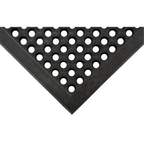 Tapis antifatigue, &agrave; fentes, 3' x 5' x 7/8", Noir, Caoutchouc naturel Distribution Jean Lapalme