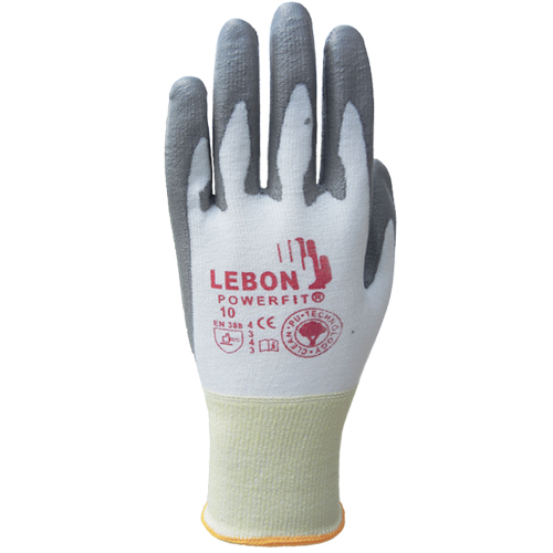 Gants r&eacute;sistants &agrave; la coupe PowerFit Lebon, Taille T-petit/6, Calibre 13, Rev&ecirc;tement Polyur&eacute;thane, Enveloppe en Poly&eacute;thyl&egrave;ne, ASTM ANSI niveau A2/EN 388 niveau B Distribution Jean Lapalme
