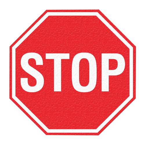 "Stop" Floor Sign, Adhesive, English with Pictogram Distribution Jean Lapalme
