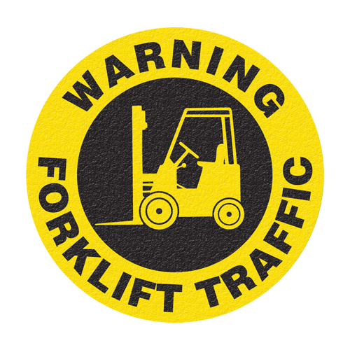 "Warning Forklift Traffic" Floor Sign, Adhesive, English with Pictogram Distribution Jean Lapalme