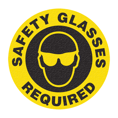 Panneau de signalisation au sol  Safety Glasses , Adh&eacute;sif, Anglais avec pictogramme Distribution Jean Lapalme