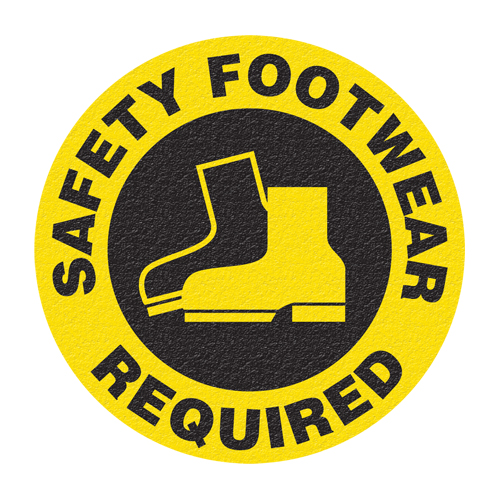 "Safety Footwear" Floor Sign, Adhesive, English with Pictogram Distribution Jean Lapalme