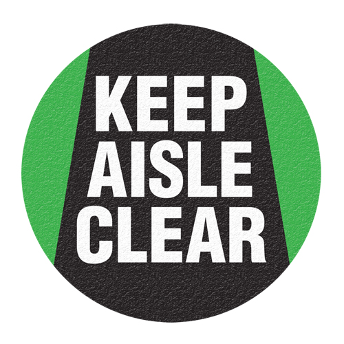 "Keep Aisle Clear" Floor Sign, Adhesive, English with Pictogram Distribution Jean Lapalme