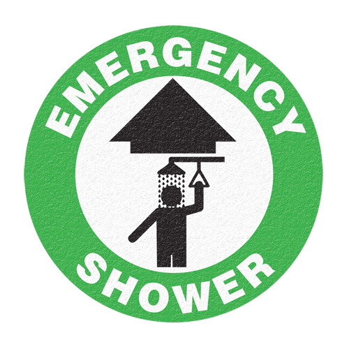 "Emergency Shower" Floor Sign, Adhesive, English with Pictogram Distribution Jean Lapalme