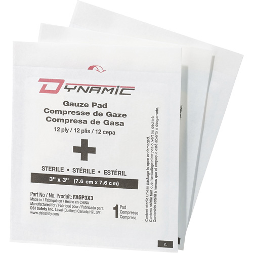 Gaze Dynamic, Tampon, 3" lo x 3" la, St&eacute;rile, Dispositif m&eacute;dical Classe 1 Distribution Jean Lapalme