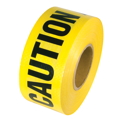 Reinforced Grade Barricade Tape, English, 3" W x 500' L, 5 mils, Black on Yellow Distribution Jean Lapalme
