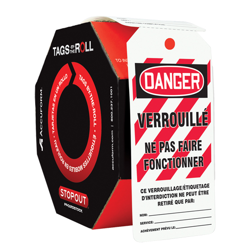 &eacute;tiquettes de s&eacute;curit&eacute; en rouleaux, Plastique, 3" la x 6-1/4" h, Français Distribution Jean Lapalme