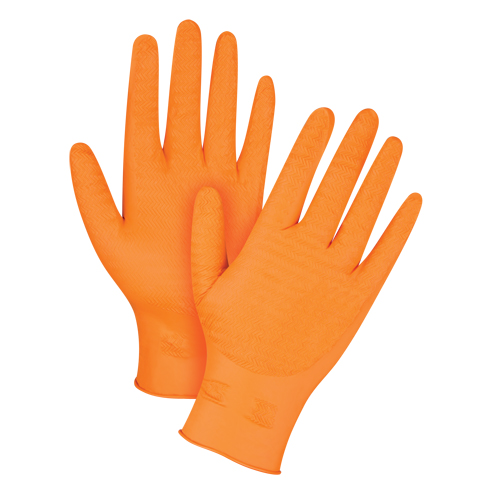 Heavyweight Gripper Gloves, Large, Nitrile, 7-mil, Powder-Free, Orange Distribution Jean Lapalme