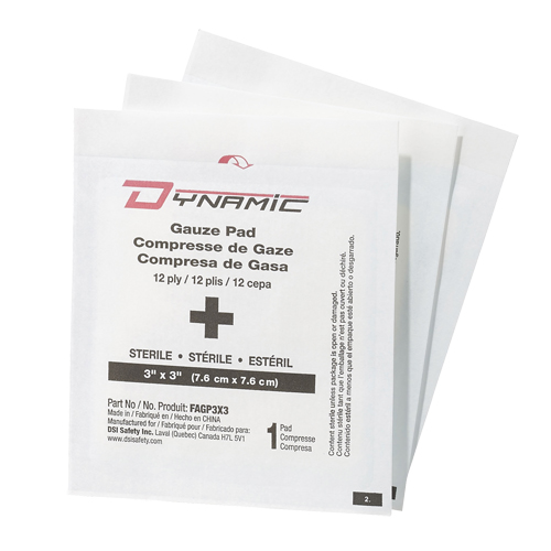 Gaze Dynamic, Tampon, 3" lo x 3" la, St&eacute;rile, Dispositif m&eacute;dical Classe 1 Distribution Jean Lapalme