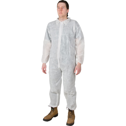 Coveralls, Medium, White, Polypropylene Distribution Jean Lapalme