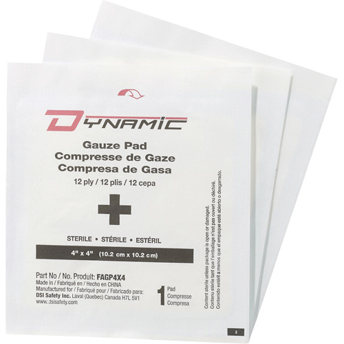 Gaze Dynamic, Tampon, 4" lo x 4" la, St&eacute;rile, Dispositif m&eacute;dical Classe 1 Distribution Jean Lapalme