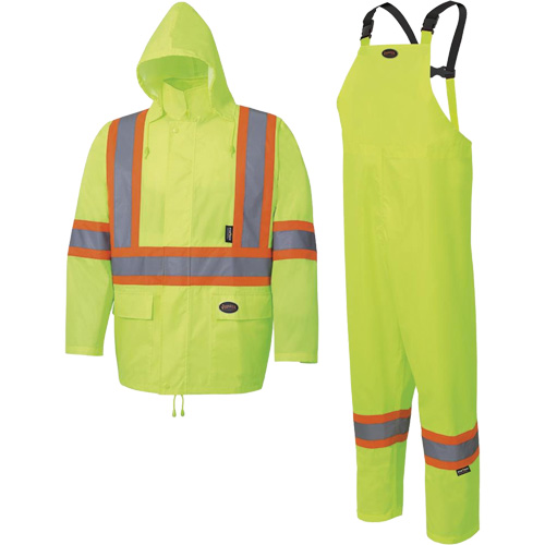 5619 Habit de pluie Oxford 150D, Polyester, 2T-Grand, Jaune lime haute visibilit&eacute; Distribution Jean Lapalme