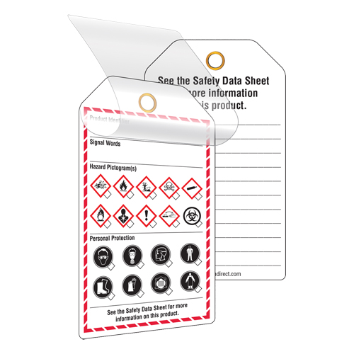 &eacute;tiquettes auto-plastifiantes pour le milieu de travail, Papier cartonn&eacute;, 3-3/8" la x 5-3/4" h, Anglais Distribution Jean Lapalme