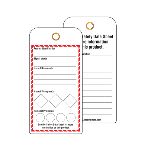 &eacute;tiquettes SGH pour le milieu de travail, Papier cartonn&eacute;, 3" la x 6" h, Anglais Distribution Jean Lapalme