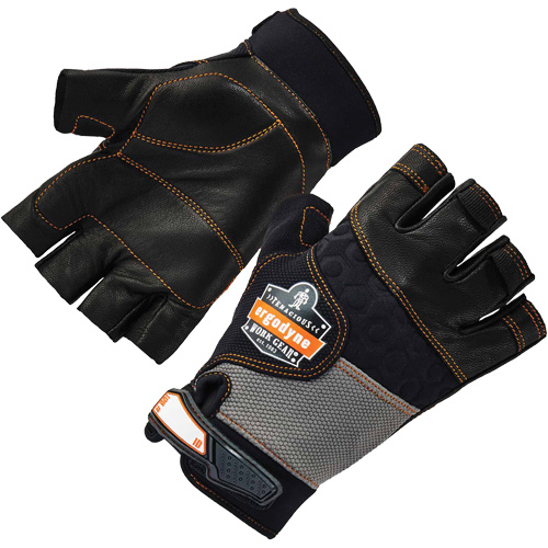Gants demi-doigts en cuir r&eacute;duisant les impacts ProFlex 901, Petit, Paume en Cuir fleur, Poignet Boucle et crochet Distribution Jean Lapalme