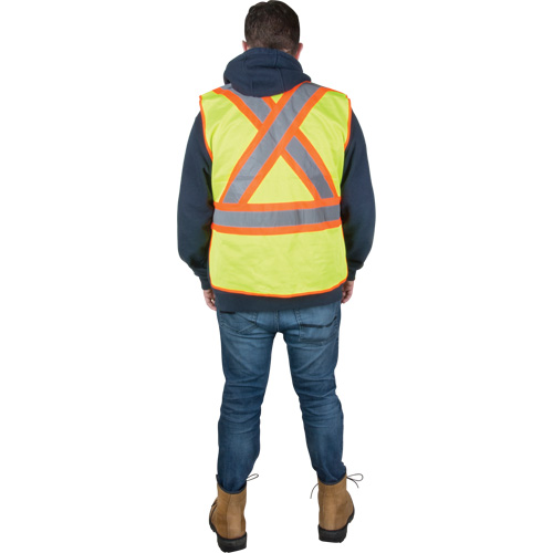 Flame-Resistant Surveyor Vest, High Visibility Lime-Yellow, Medium, Polyester Distribution Jean Lapalme