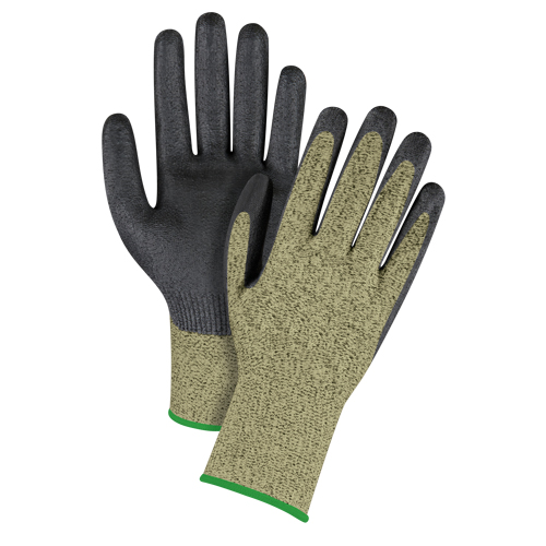 Gants &eacute;lastiques sans coutures r&eacute;sistants &agrave; la coupe noir & jaune, Taille Moyen/8, Calibre 13, Rev&ecirc;tement Mousse de nitrile, Enveloppe en Aramide, ASTM ANSI niveau A6 Distribution Jean Lapalme