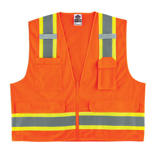 GloWear&reg; 8248Z Two-Tone Surveyors Vest, High Visibility Orange, Medium/Small, Polyester Distribution Jean Lapalme