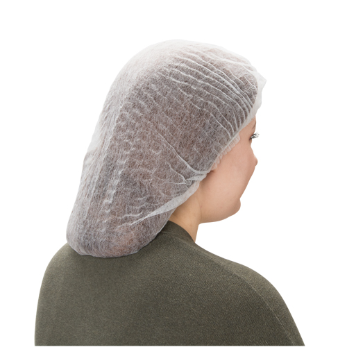 Pleated Bouffant Cap, Polypropylene, 21", White Distribution Jean Lapalme