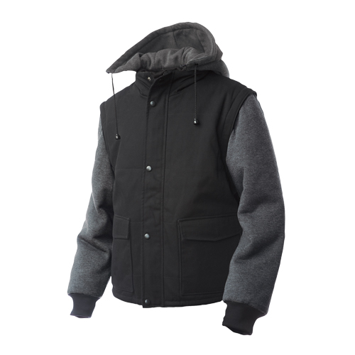 Manteau avec manches &agrave; fermeture &agrave; glissi&egrave;re, Hommes, Grand, Noir Distribution Jean Lapalme